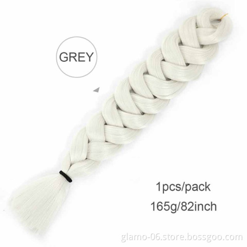 Jumbo Crochet Box Braids Senegalese Twist Hair Extension Xpression Braids Synthetic Braiding Hair Pre Stretch 82 Inch Pure Color
